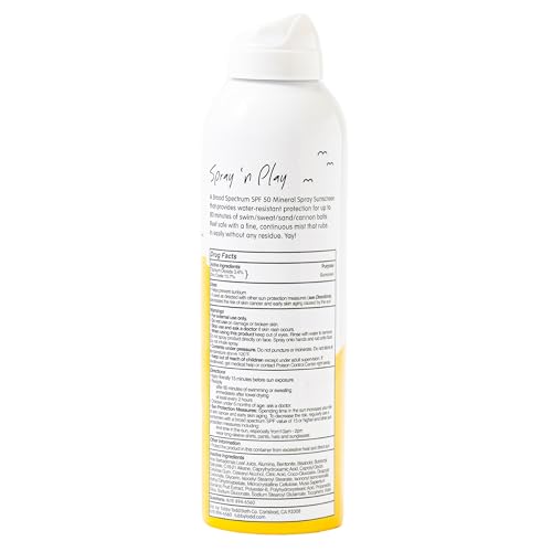 Tubby Todd Mineral Mist SPF 50 Sunscreen, Non-Aerosol Body Spray