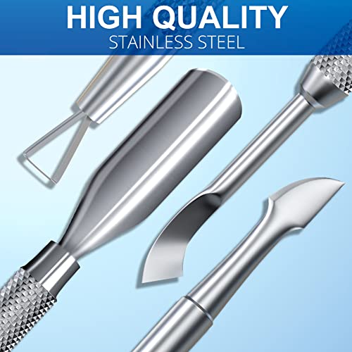 GA&EN 2PCS Metal Silver Cuticle Pusher Tool and Scraper Nail Pusher