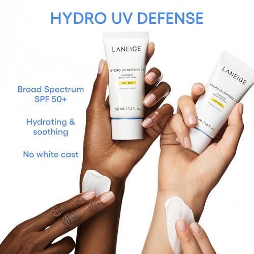 LANEIGE Hydro UV Defense Sunscreen SPF 50+ Hypoallergenic & Dermatologist-Tested Korean Broad Spectrum Sun Protection with No White Cast