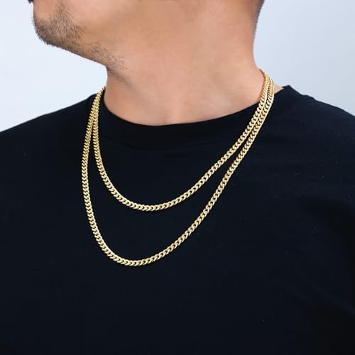 Nuragold 10k Real Yellow Gold Miami Cuban Link 5mm Chain Italian Necklace - 20"