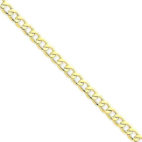 IceCarats 14K Yellow Gold 4.3mm Thick Curb Chain Link Bracelet, 7 inch