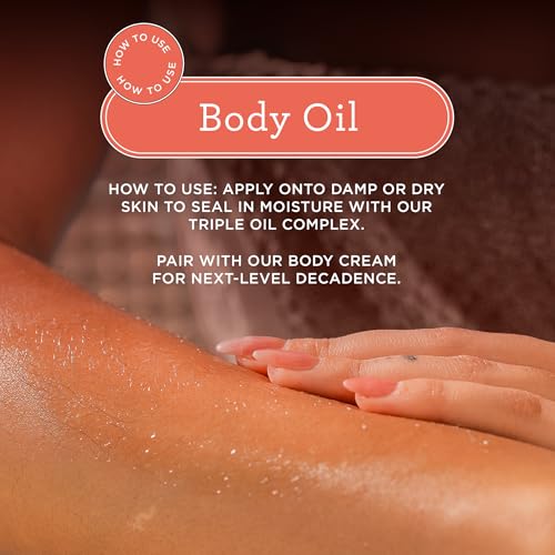 MIX:BAR Vanilla Bourbon Glowy Body Oil for Women, Soothe, Soften & Smooth Dry Skin, with Jojoba & Avocado Oil, Paraben Free, Vegan, 4oz