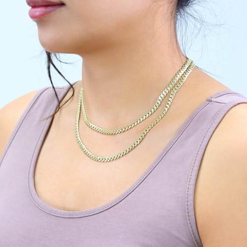 Nuragold 10k Real Yellow Gold Royal Monaco 5mm Miami Cuban Chain Necklace - 24"