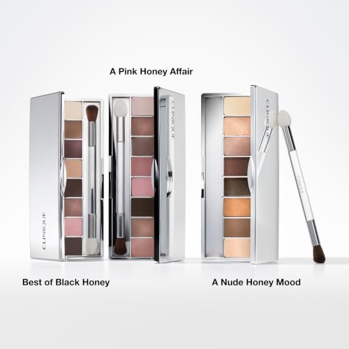 Clinique All About Shadow Eyeshadow Palette Makeup, 8 Silky + Buildable Shades | Safe For Sensitive Eyes, Best of Black Honey, 0.41 Ounce