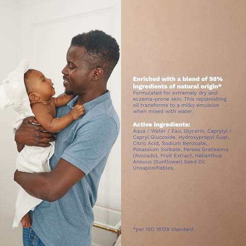 Mustela Stelatopia Eczema-Prone Skin Cleansing Oil - Baby Body Wash with Natural Avocado & Sunflower Oil - Family Skin Care Essentials - EWG Verified - Fragrance-Free & Tear Free - 16.9 fl. oz.