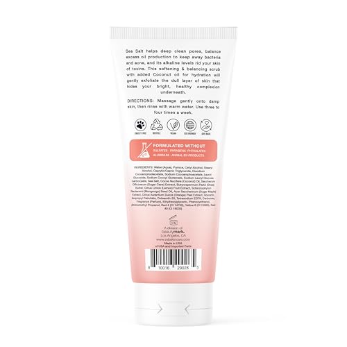 Gentle & Brightening Face Scrub with Sea Salt & Coconut – Exfoliates, Hydrates & Reduces Blemishes – Balancing Facial Cleanser for All Skin Types – 5.1 fl oz