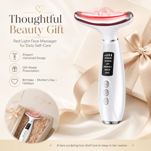 GIHWRRI Red Light Therapy for Face and Neck, 7-Color LED Face Massager