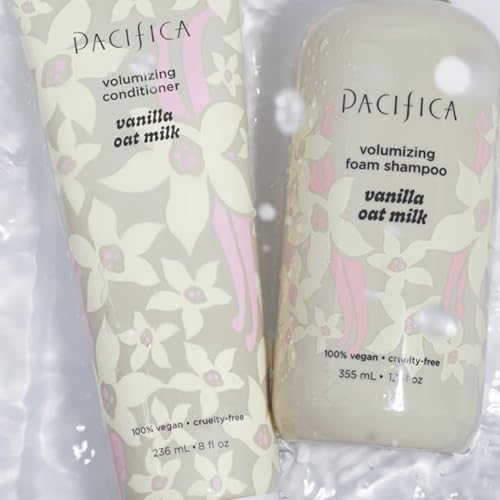 Pacifica Vanilla Oat Milk Hair Conditioner – Volumizer for Fine/Flat Hair, Weightless Oat Milk & Apple Extract for Bounce & Smoothness, Silicone Free Clean Beauty, Vegan Cruelty-Free