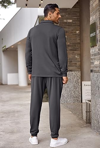 COOFANDY Sweatsuits for Men Long Sleeve 2 Piece Quarter Zip Polo Suit Casual Tracksuit Set
