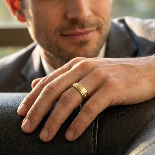 P3 POMPEII3 Pompeii Mens 1/4ct 14K Gold Diamond Comfort Fit Brushed Wedding Ring - Size 7