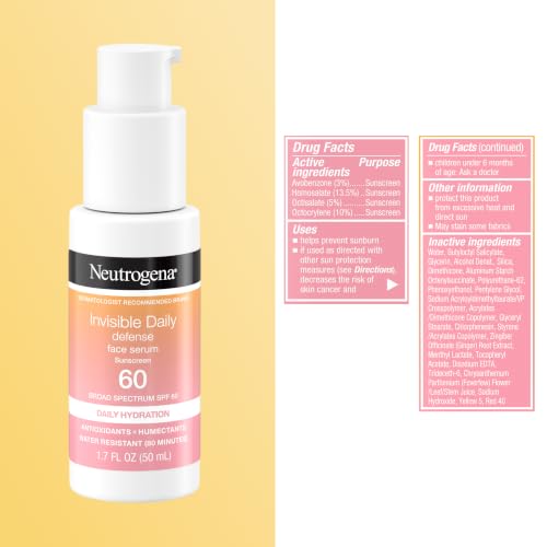 Neutrogena Invisible Defense Face Serum, SPF 60, Fragrance Free 1.7 fl. oz