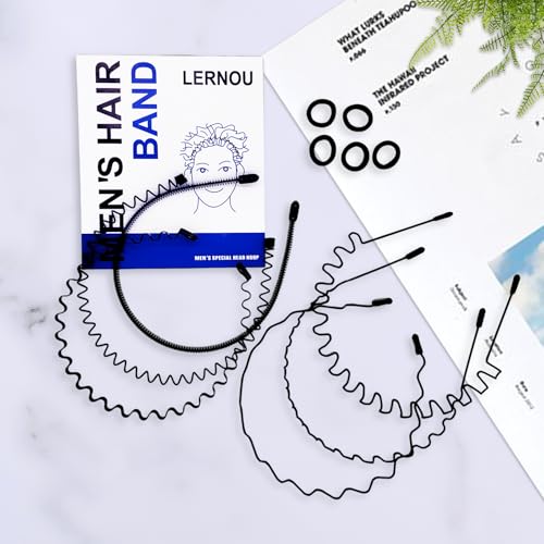 Metal Headband for Men, Zigzag Wire with Teeth, Non-Slip Adjustable 6 Pack