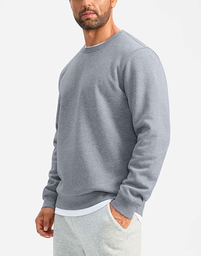 G Gradual Sherpa Lined Sweatshirts for Men Fleece Crewneck Sweatshirt Pullover Warm Shirts for Winter, Heather Light Grey, X-Large