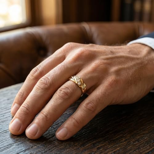Pompeii 1/10ct Diamond 14K Yellow Gold Mens Wedding Ring - Size 9