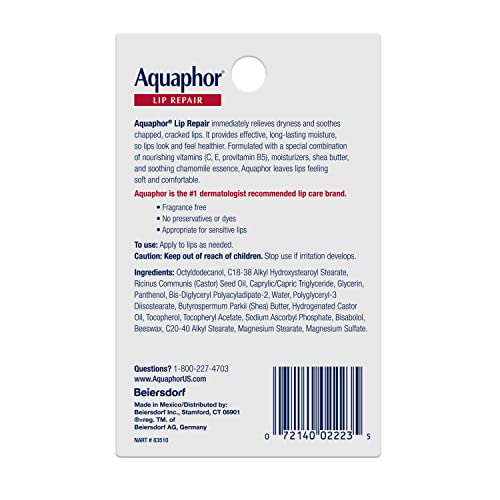 Aquaphor Lip Repair Ointment, Value Pack, 2 x 0.35 FL OZ