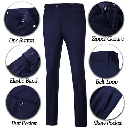 Navy Blue Suit Men 3 Piece Slim Fit Suit Big and Tall Suits for Men Business Casual Wedding Tuxedo Suits Set Large