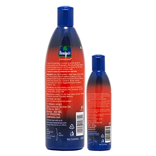 Parachute Advansed Ayurvedic Hot Oil| Warming Coconut Hair Oil with 5 Ayurvedic Ingredients | 13.5 Fl oz + 3 Fl oz