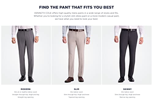 Kenneth Cole REACTION mens Shadow Check Stretch Slim Fit Dress Pants, Blue, 34W x 32L US