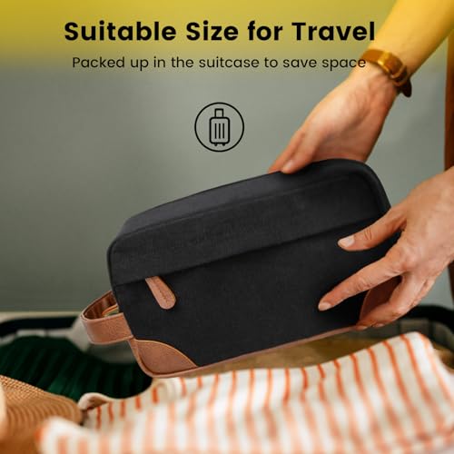 Vorspack Canvas Travel Toiletry Bag for Men, Medium, Black