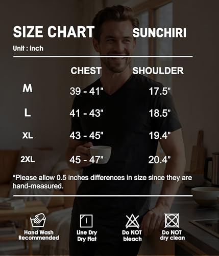 SUNCHIRI 2 Pack Merino Wool T Shirts for Men, Merino Wool V-Neck 100% Wool Base Layer, Breathable Undershirt for Travel, Fitness(Darkgrey, L)