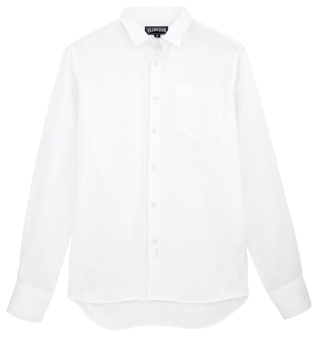 Vilebrequin Men Linen Shirt Solid White, M