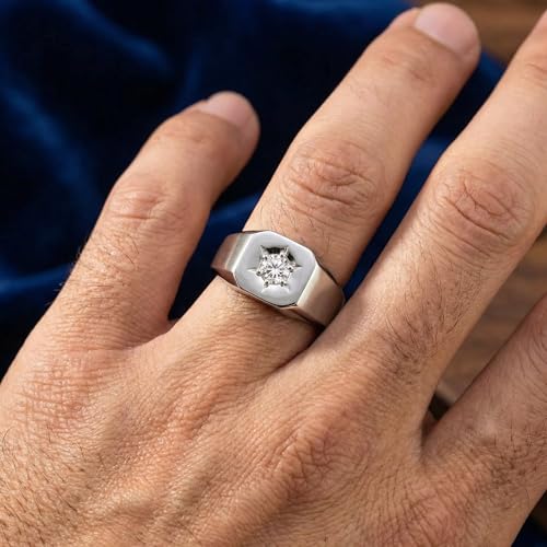 P3 POMPEII3 Pompeii Mens 1/6ct Diamond Solitaire High Polished Wedding Ring 10k White Gold - Size 12