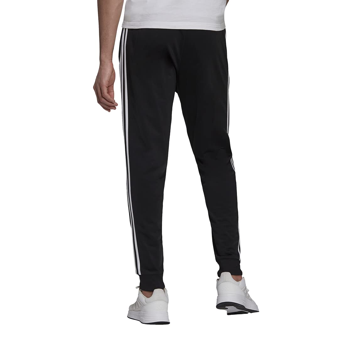adidas Men's Essentials Warm-Up Slim Tapered 3-Stripes Tracksuit Bottoms, Black/White, X-Large
