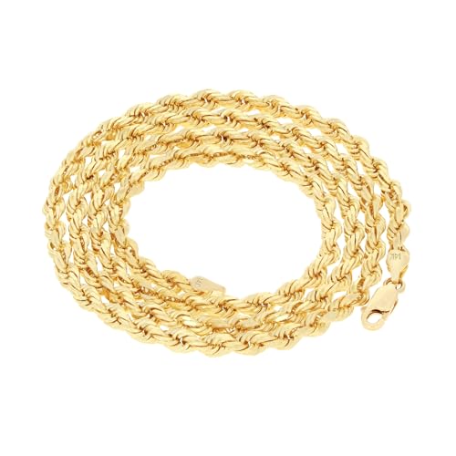 Nuragold 14k Real Yellow Gold Rope Chain 4mm Solid Diamond Cut Men Bracelet - 7.5"