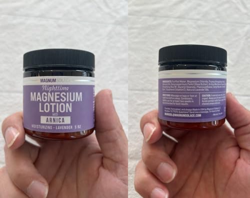 Magnum Solace Nighttime Magnesium Lotion with Arnica – Highly Concentrated Magnesium for Muscles & Joints – Apply to Legs or Feet Before Bed – Skin-Friendly