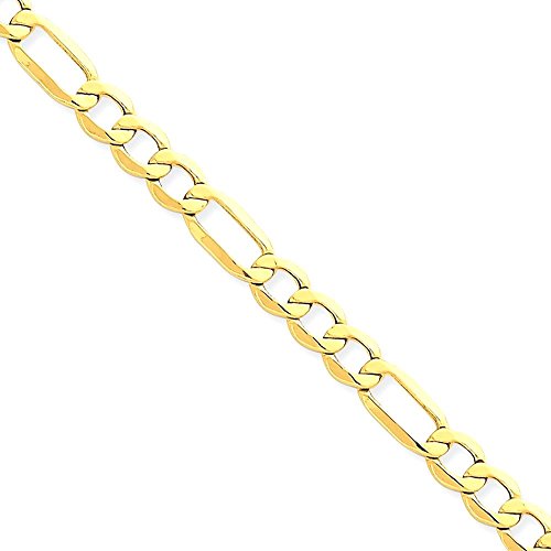 IceCarats 14K Yellow Gold 5.75mm Thick Figaro Chain Link Bracelet, 8 inch