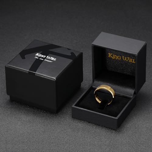 King Will Basic Men Polished Tungsten Rings 14K Gold 7mm Size 11