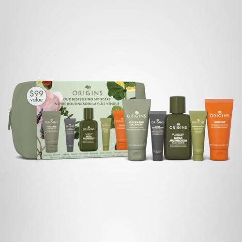Origins Bestselling Skincare Set | Features Cleanser, Mask, Treatment Lotion, Serum & Moisturizer | With Peptides, Hyaluronic Acid & Niacinamide