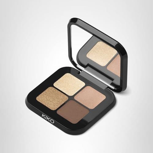 Kiko Milano Bright Quartet Eyeshadow Palette 01 | Palette With Four Baked Eyeshadows For Wet And Dry Use