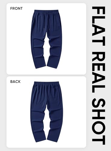 JMIERR Mens Baggy Sweatpants Drawstring Wide Leg Sweat Pants with Pockets Quiet Luxury Big and Tall, 3XL, Bluing