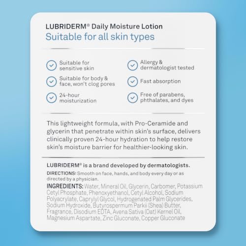 Lubriderm Daily Moisture Body Lotion + Pro-Ceramide, 24 fl. oz