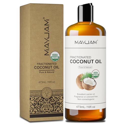 MAYJAM Organic Fractionated Coconut Oil for Face Skin & Hair Care, 16 Fl oz