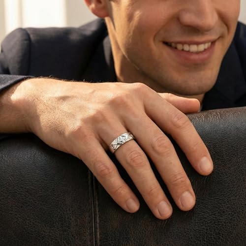 P3 POMPEII3 Pompeii Mens Diamond Cross Ring 14K White Gold - Size 6