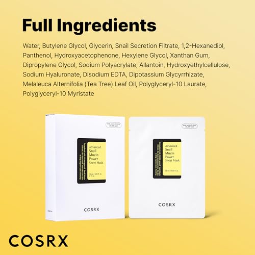 COSRX Snail Mucin Sheet Mask 10 EA with Snail Mucin Serum