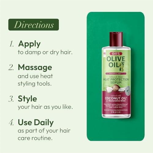 ORS Olive Oil Heat Protection Hair Serum with Coconut Oil for Restorative Shine 6 Ounces