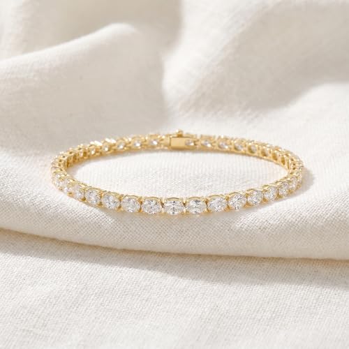 P3 POMPEII3 Pompeii 10.75Ct Oval Cut Diamond Tennis Bracelet 7" 14k Yellow Gold Lab Grown - Size Medium (EF,VS)