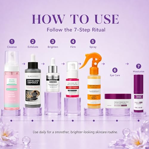 Skincare Routine Set - Facial Care Kit with Cleanser, Serums, Balm & Eye Patches - Hydrating & Daily Skin Care