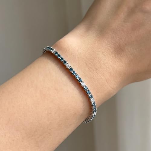 Pompeii 2ct Treated Blue & White Diamond Tennis Bracelet 14K White Gold
