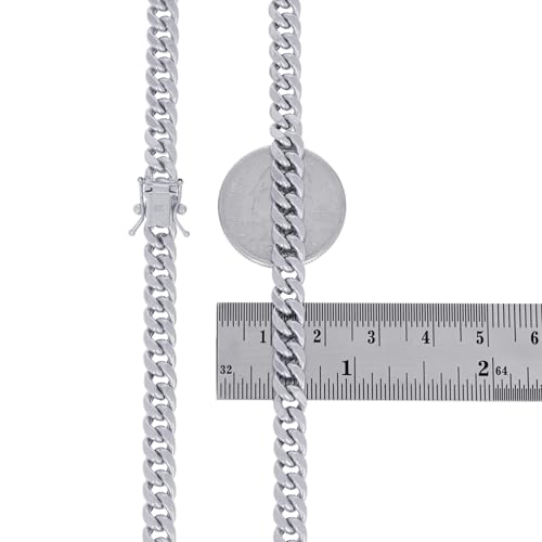 Nuragold 10k Real White Gold Miami Cuban Link 6.5mm Chain Mens Bracelet - 8"