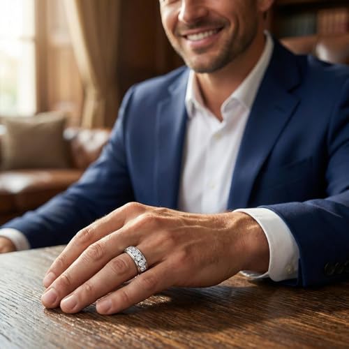 P3 POMPEII3 Pompeii Men's 1Ct TW Five Stone Diamond Wedding Ring 14k Gold or Platinum Lab Grown - Size 4 (F/G,VS1-VS2)
