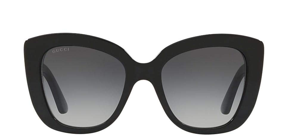 Gucci Women's Casual Rectangular Sunglasses, Black-Black-Grey, 56