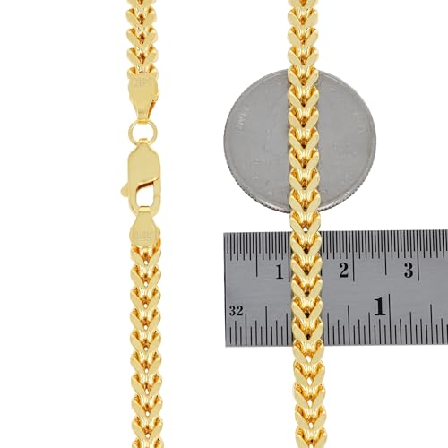 Nuragold 14K Real Yellow Gold 5mm Franco Box Wheat Chain Mens Wide Necklace - 26"