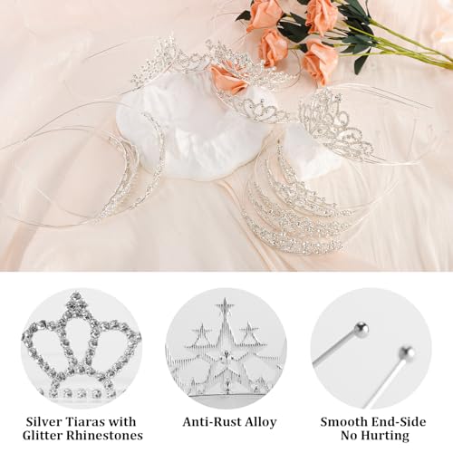 Tihebax 16 Pcs Tiaras Crowns Headbands for Women Girls Silver Princess Tiara Bulk Crown Tiaras Rapunzel Crown for Wedding Birthday Crystal Tiara for Prom, Bride, Pageant, Halloween