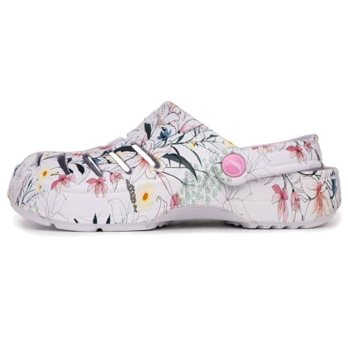 Nautica Women's Clogs - Athletic Sports Sandal - Water Shoes Slip-On With Adjustable Back Strap With Open Slits - Beach Sports Summer Shoe-River Edge-Lily Print-9