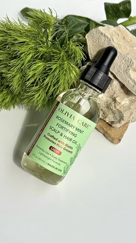 Olivia Care Rosemary Oil for Hair Growth - Rosemary & Mint with Biotin, Fortifying Scalp and Hair Treatment to Aid Hair Growth, Made in USA. (2 Fl Oz (60 mL), Light Rosemary Mint)
