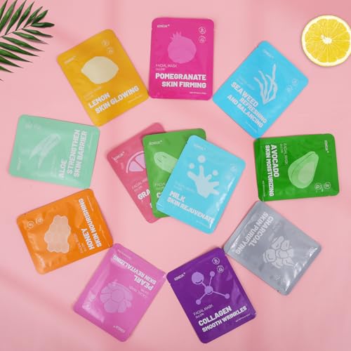 12 Pack Collagen Hydrating Face Masks Skincare, Face Mask for Dry Skin